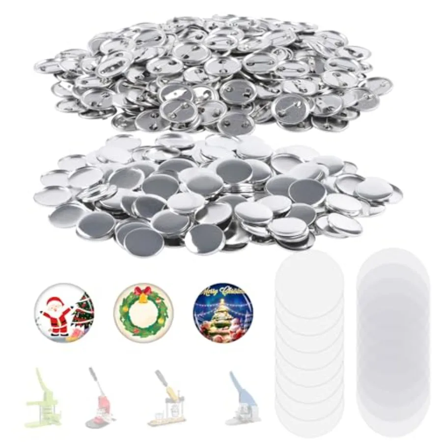 

500 Sets Blank Metal Button Making Supplies Badge Parts 32mm/1.25 inch Round Metal Button Kit for Button Maker Machine Includin