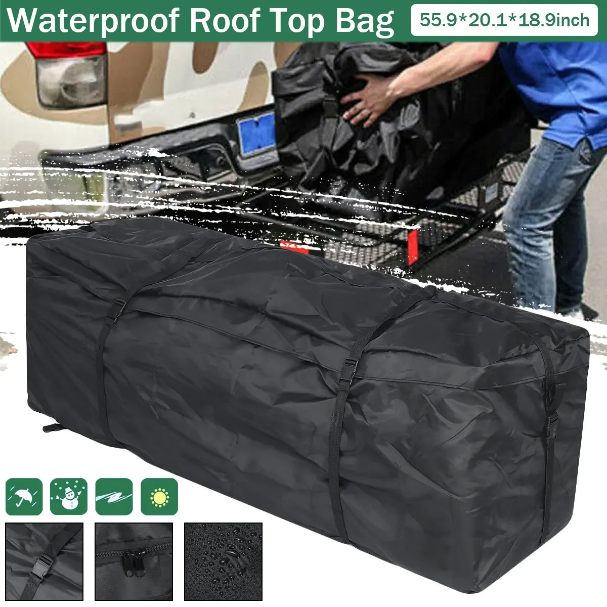 142x48x51cm Car Roof Rack Waterproof Car Roof Top Bag SUV Roof Cargo Top Box Luggage Carrier for Car Camper Van Storage Bag