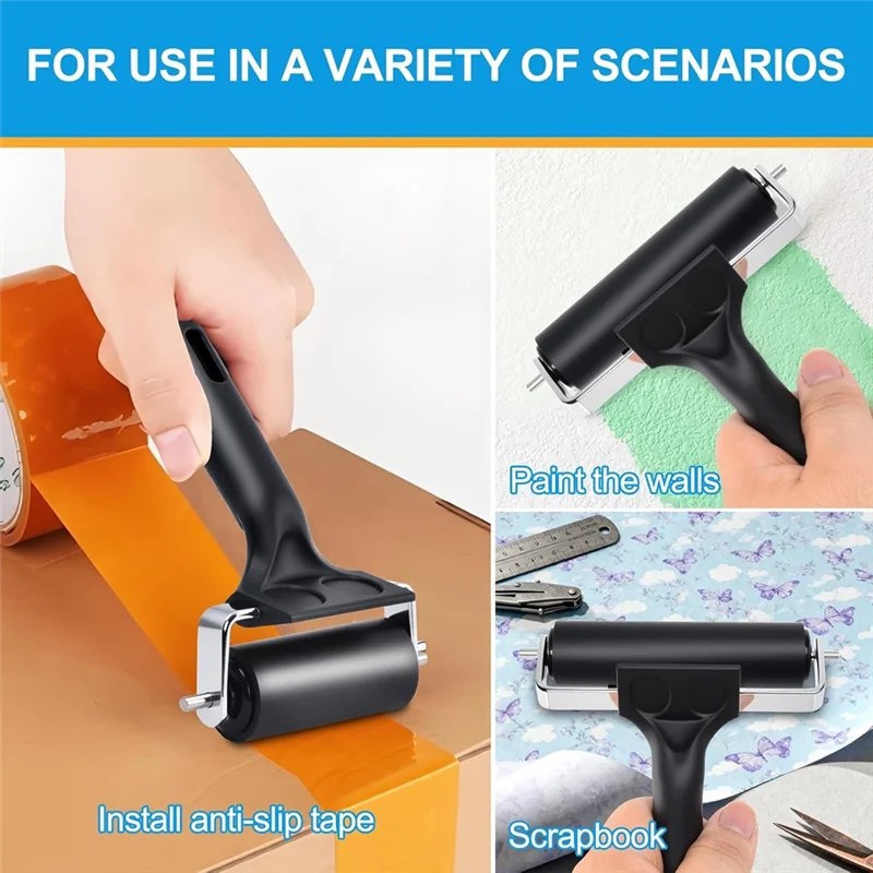 ABKO-2Pcs Hard Rubber Brayer Rollers (4 Inch And 2.2 Inch) For Printmaking,Ink Printing Gluing Application,Stamping,Wallpaper