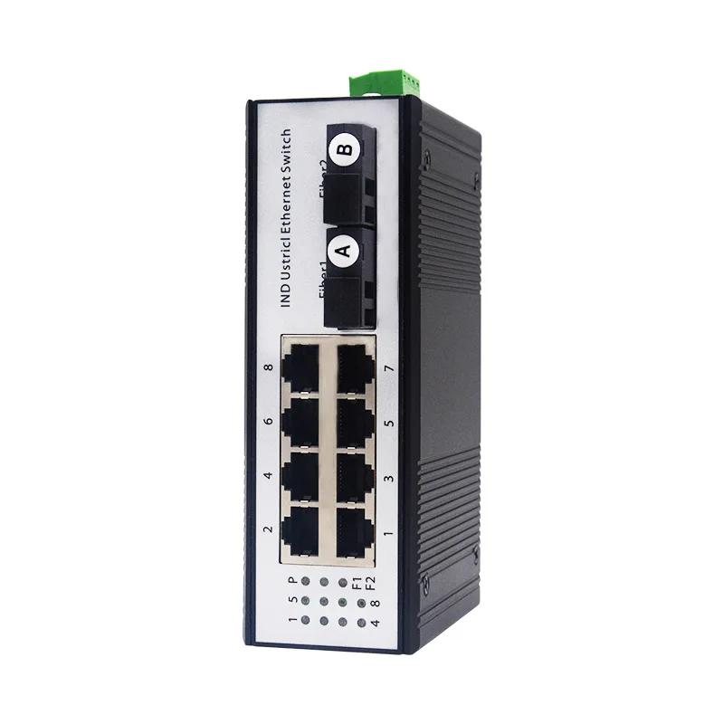 Hot Selling Industrial SC to RJ45 Media Converter 100Mbps 2SC 8RJ45 Ethernet DIN Rail Fiber Optical Fiber Media Converter 20KM