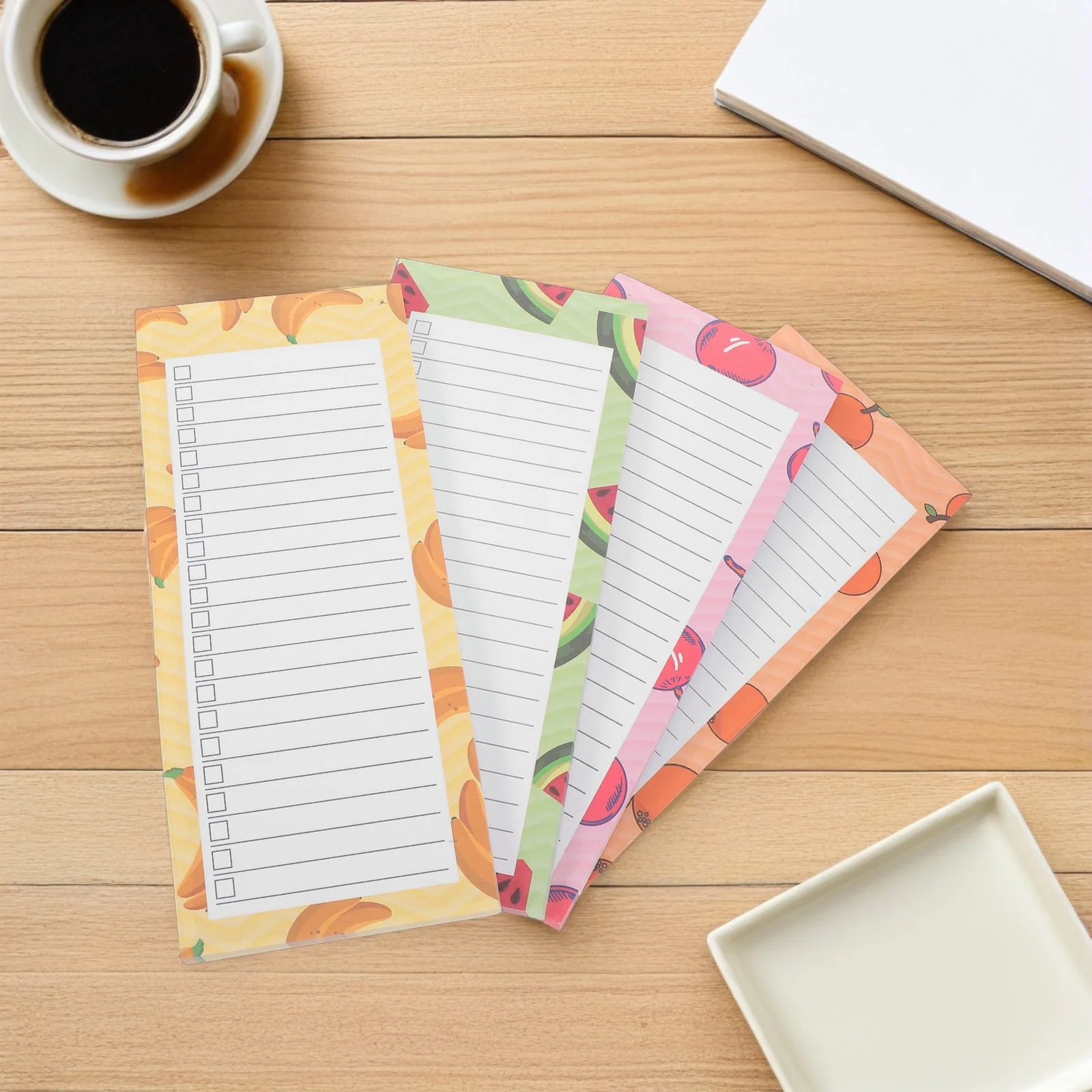 4 قطعة قائمة البقالة المغناطيسية دفاتر المسيل للدموع الثلاجة المفكرة مخطط للقيام قائمة مذكرة الوسادة الفاكهة تصميم لوحات مذكرة المغناطيسي