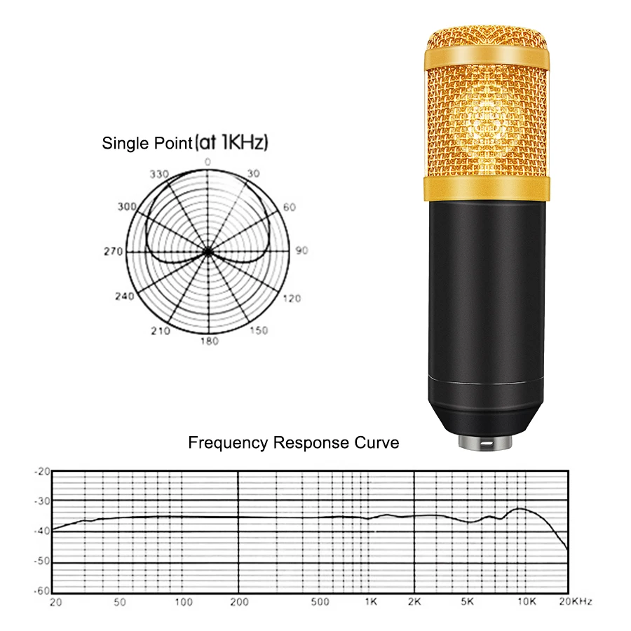 AOSHEN BM800 Microphone Studio Condenser V8 II Sound Card Set For Webcast Live Recording