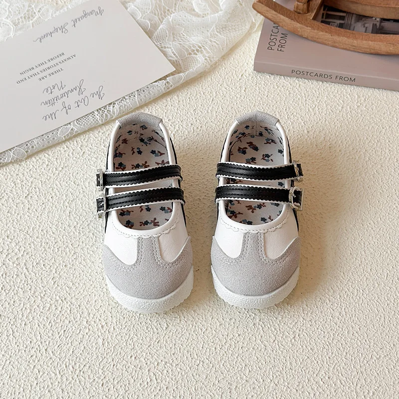 Ballet style girls' moral training shoes, double Velcro shallow mouth children's casual board shoes, 2025 autumn girls' princess