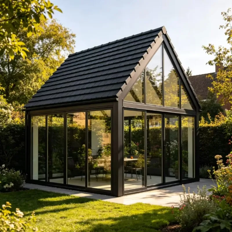 With Sliding Glass Door Aluminum Sunroom Glass House Conservatory Tempered Glass Waterproof Sun Room for Backyard Patio