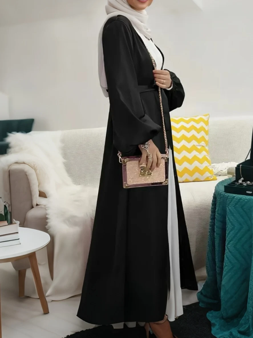 Novo muçulmano feminino sela puff manga robe oriente médio dubai elegante cardigan