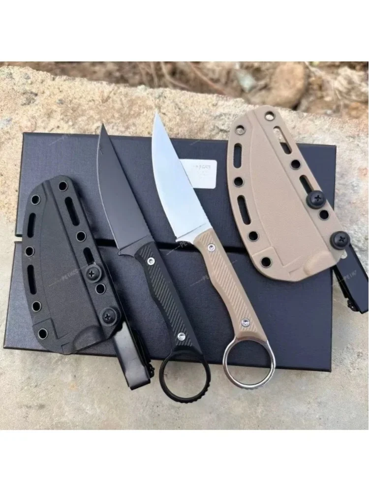 Nóż ze stałym ostrzem 8Cr13Mov, nóż bushcraftowy, nóż kempingowy z włókna nylonowego, nóż EDC z pochwą Kydex, nóż outdoorowy full tang do wędrówek, prezent dla mężczyzn. — 2