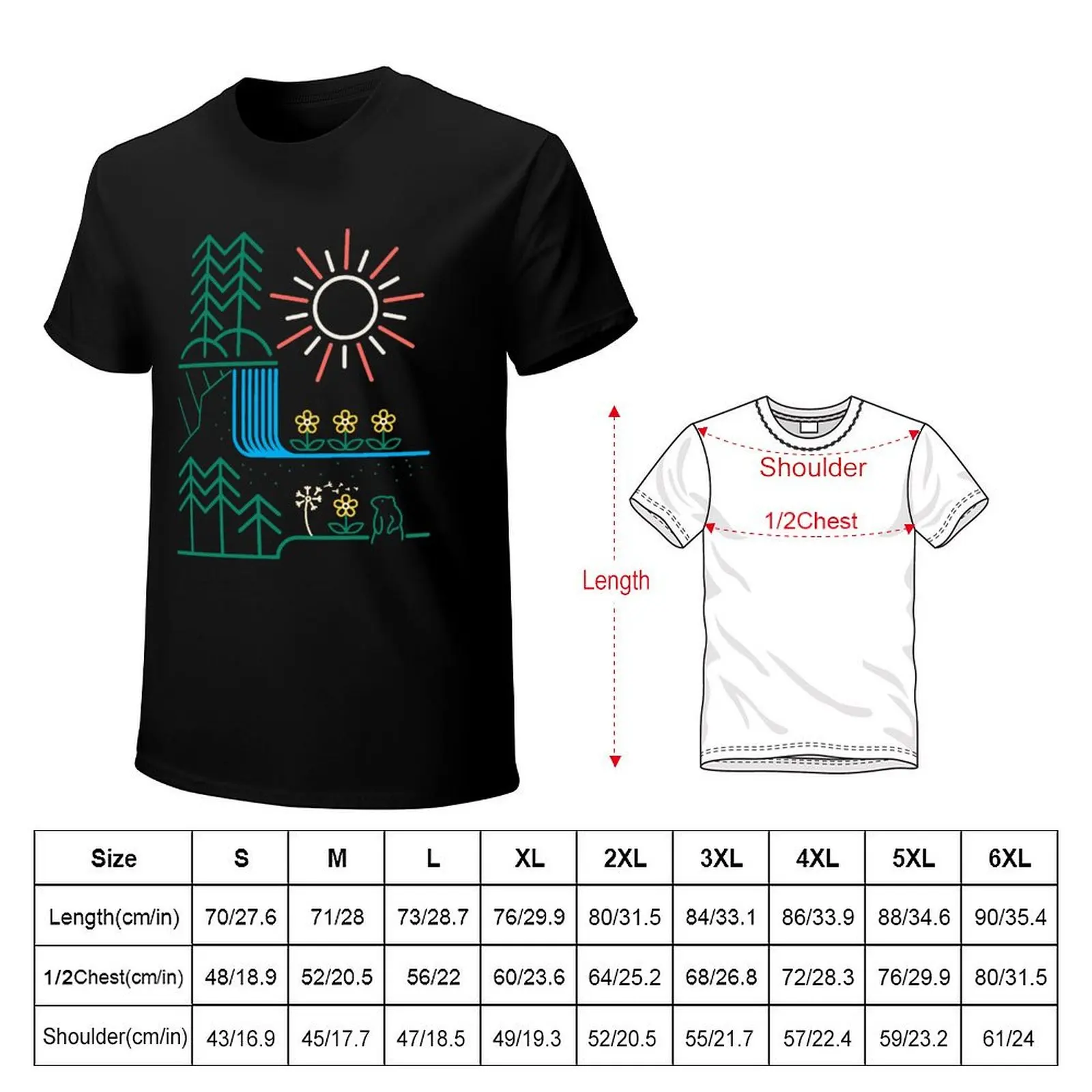 Wild Spring Day - Geometric, Spring, Groundhog, Forest, Flowers, Floral T-Shirt man t shirts cotton T-Shirt