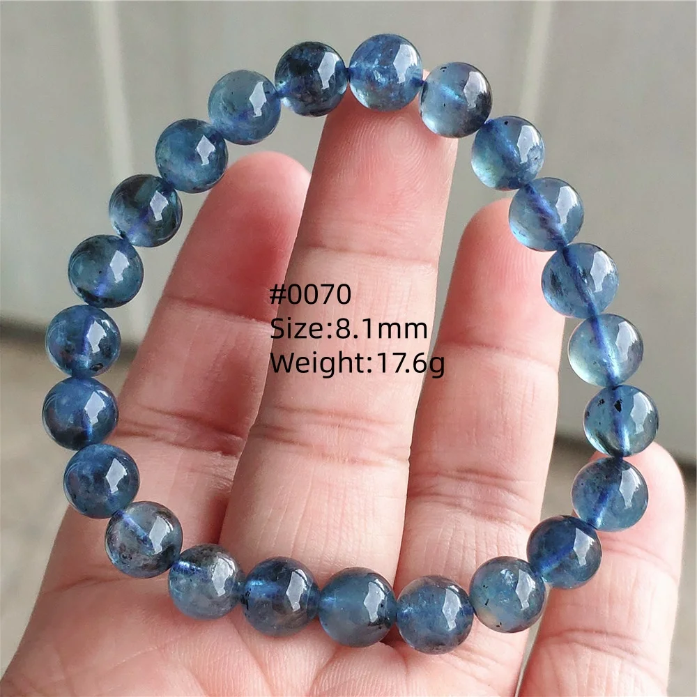 Natürliches Dunkelblaues Aquamarin-Edelstein-Armband Schmuck Klare Runde Perlen für Damen und Herren Brasilianischer Böser Blauer Aquamarin AAAAAA