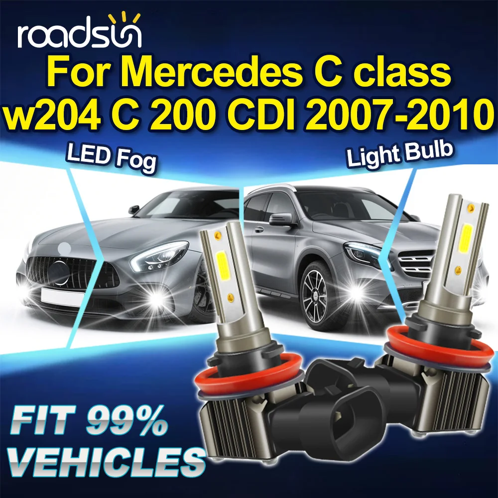 ROADSUN 2PCS Upgrade Canbus Auto-LED-Nebelscheinwerferlampen, Ampoule, extrem leistungsstark, für Mercedes C-Klasse W204 C 200 CDI 2007–2010
