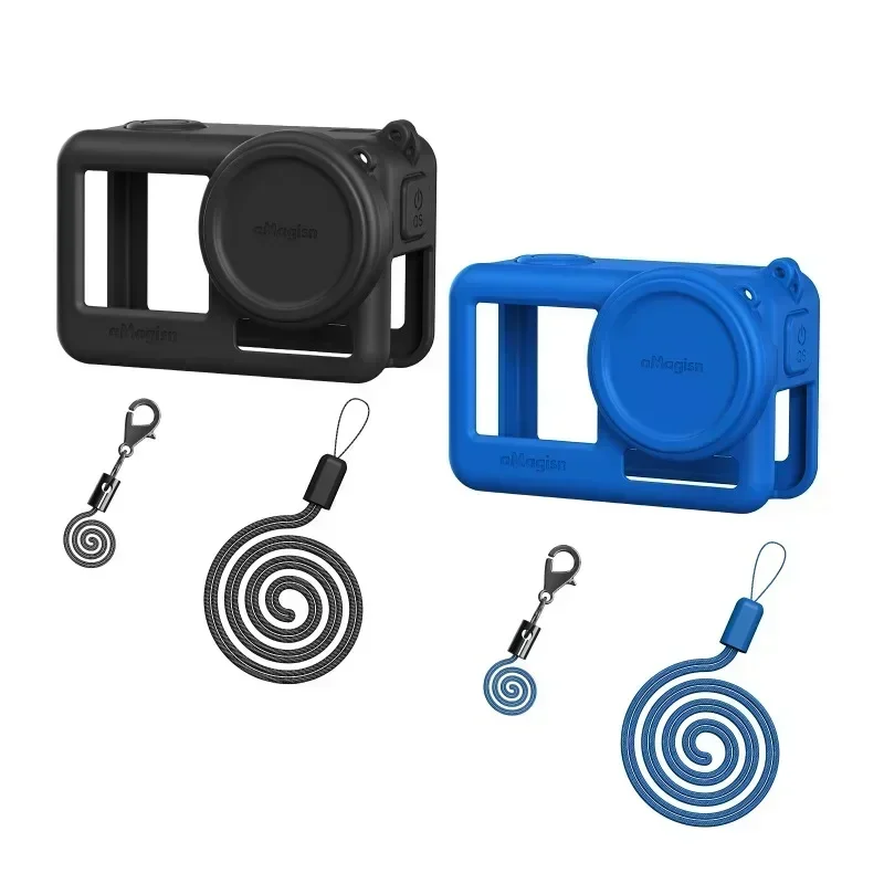 Camera Silicone Case for Osmo Action 4, Protective Lens Cap, Anti-lost Neck Lanyard, Hand Strap, Accessories for Osmo Action 3