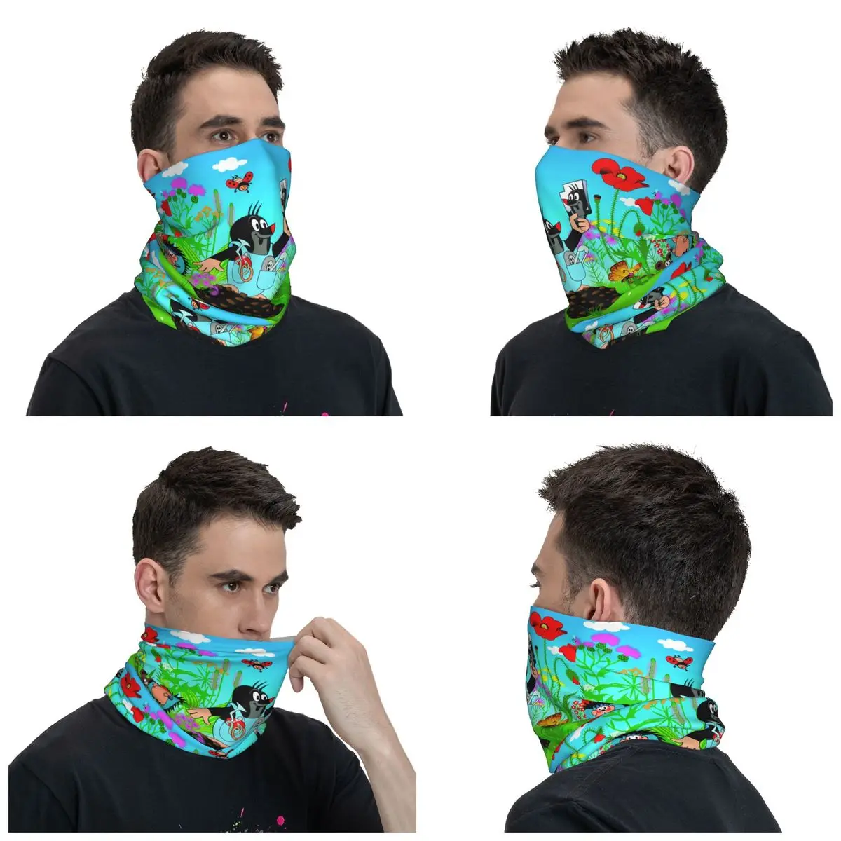 Happy Mole Krtek Bandana Neck Warmer Men Women Winter Hiking Ski Scarf Gaiter Cartoon Little Maulwurf Face Cover