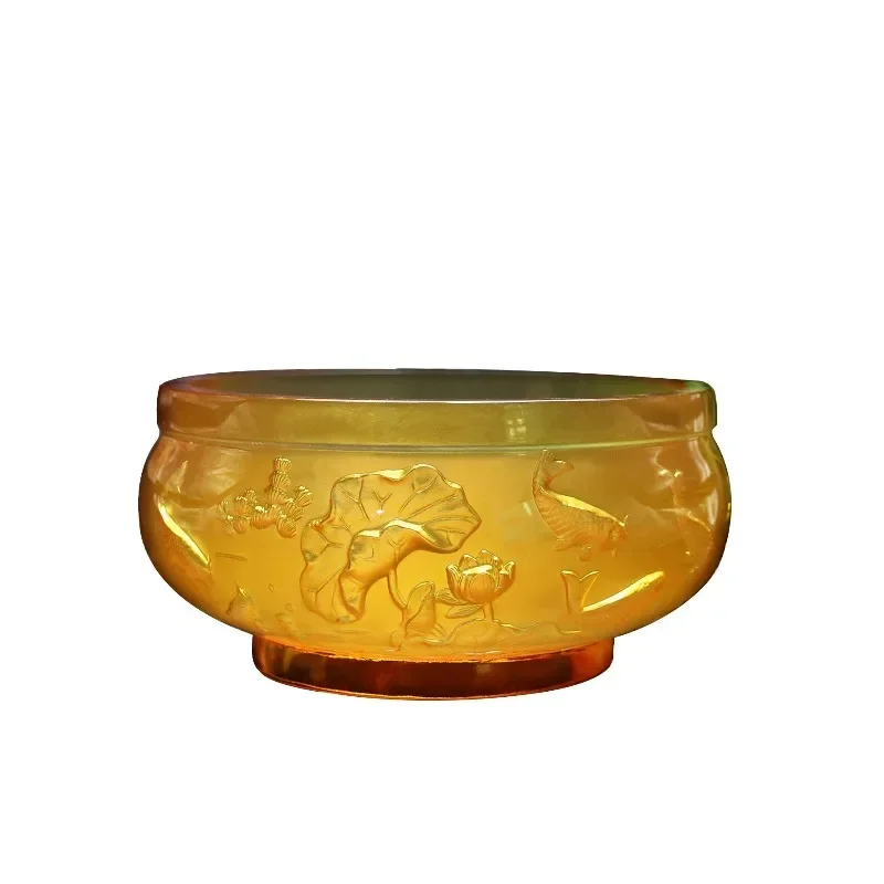 

Glazed Koi Cornucopia Ornament Gold and Jade Full Hall Lucky Office Entrance Decoration Housewarming Opening Gifts