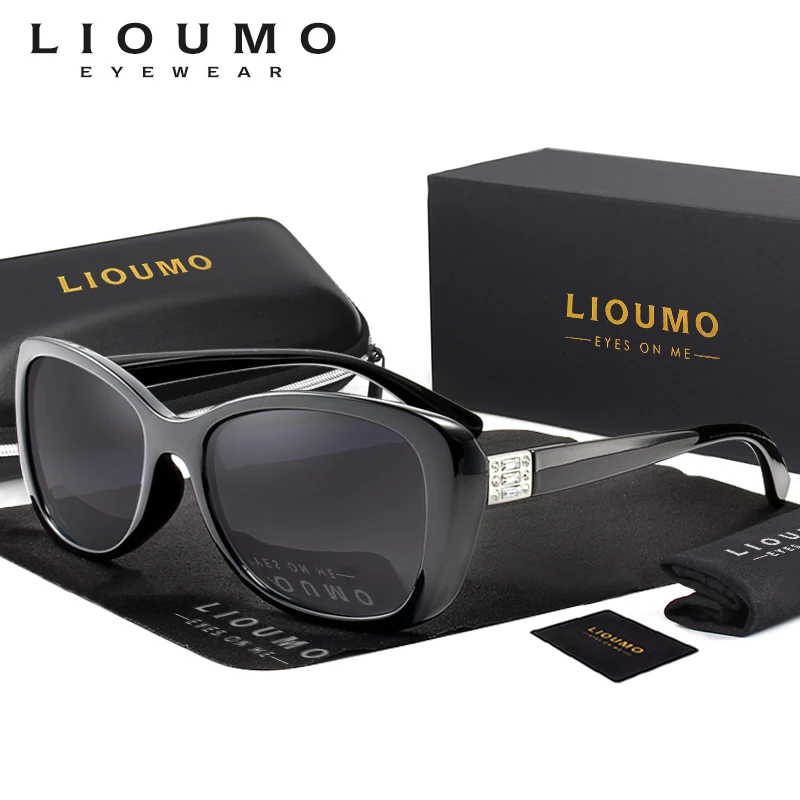 LIOUMO Retro Sunglasses Polarized Women Classic Brand Design Diamond Frame Fashion Female Glasses Gradient Lens UV400 zonnebril