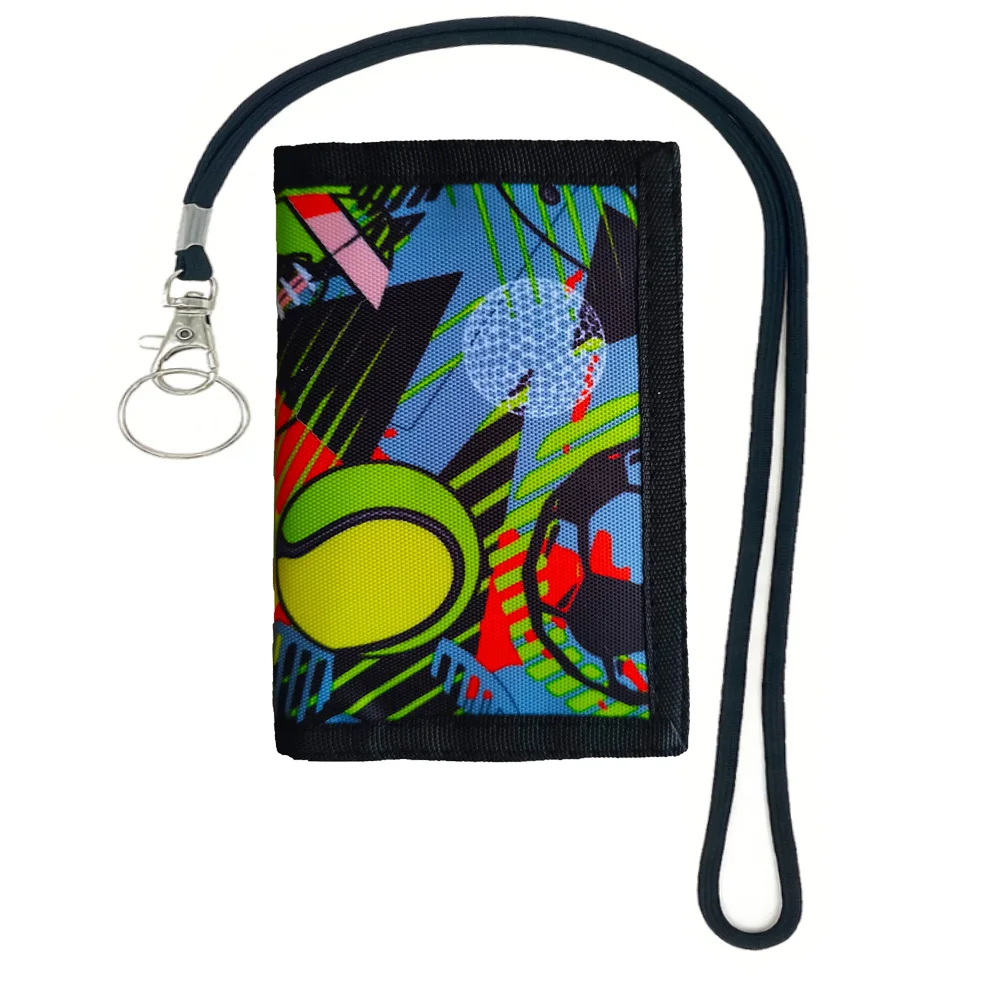 Soccer Print Boys Wallet with Lanyard for Kids 9-12 for Boys RFID Trifold Wallet Outdoor Sports Wallet for Travel Coin Purse