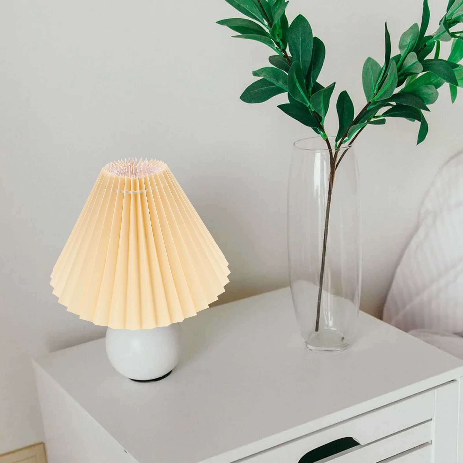 Pantalla plisada E27, enchufe, Color Beige, a prueba de polvo, ambiente cálido, dormitorio, sala de estar, fácil instalación, mesa artesanal de tela para quitar