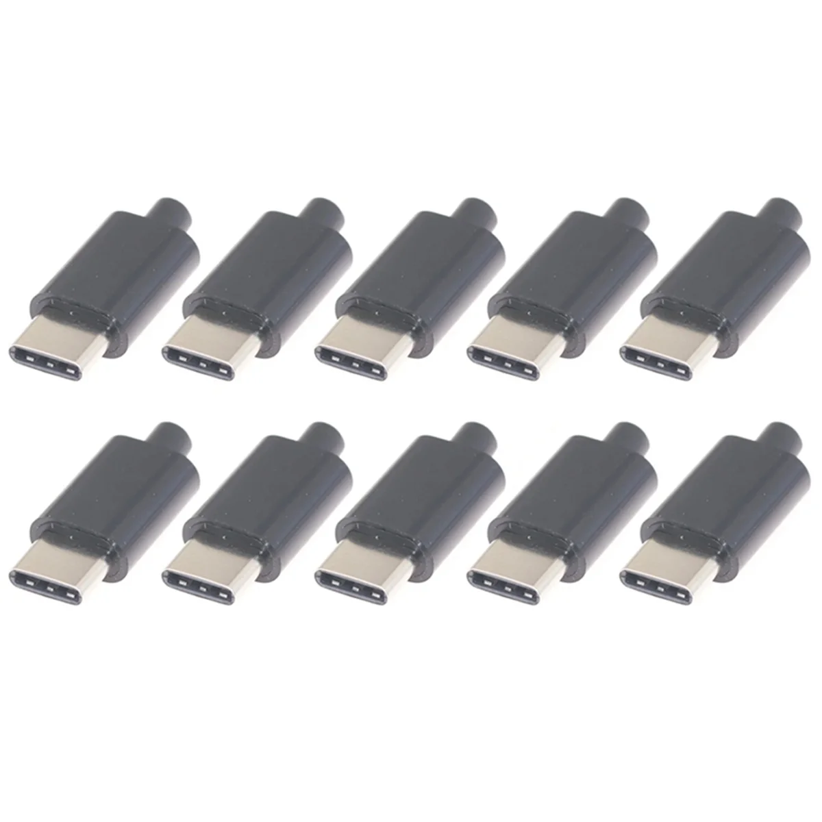 10Pcs Type C Usb3.1 3A Fast Charging USB Connectors Male Jack Tail Plug Electric Terminals Welding DIY Data Cable Black