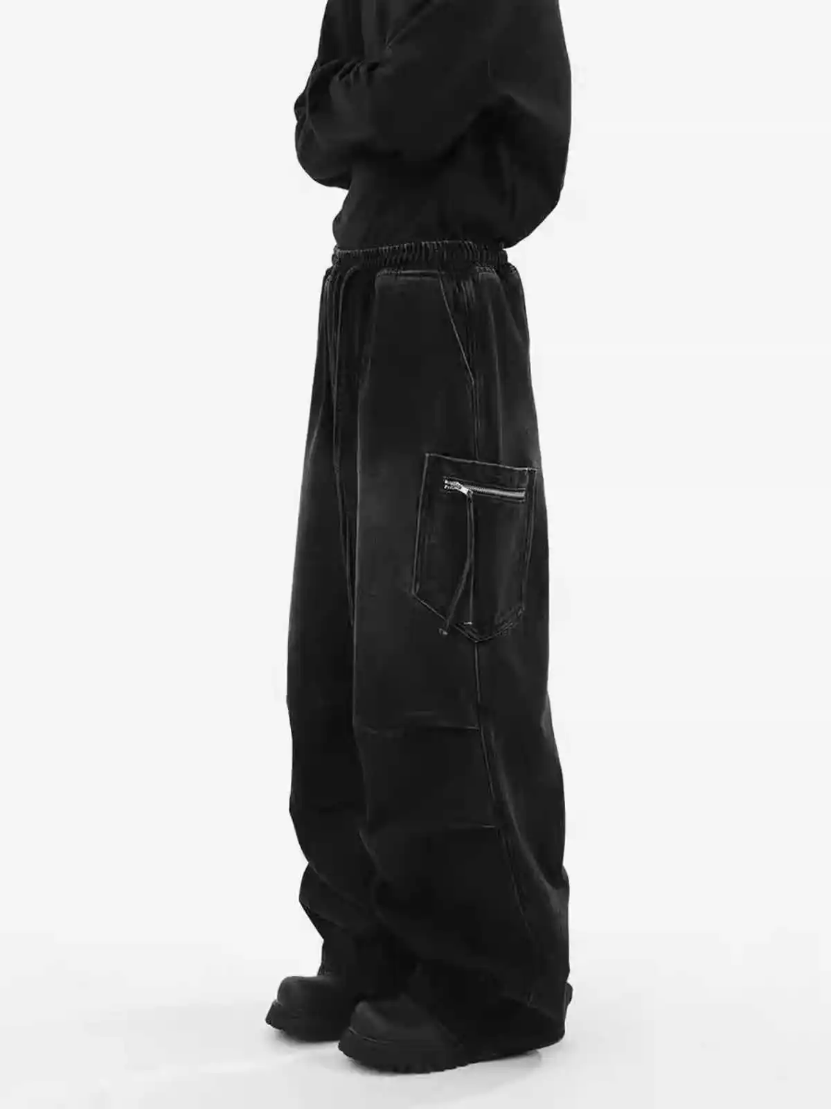 Wome's Black Gothic Y2k Emo Cargo Jeans Japanese 2000s Style Baggy Boyfriend Jean Pants Vintage Harajuku Denim Trousers Clothes