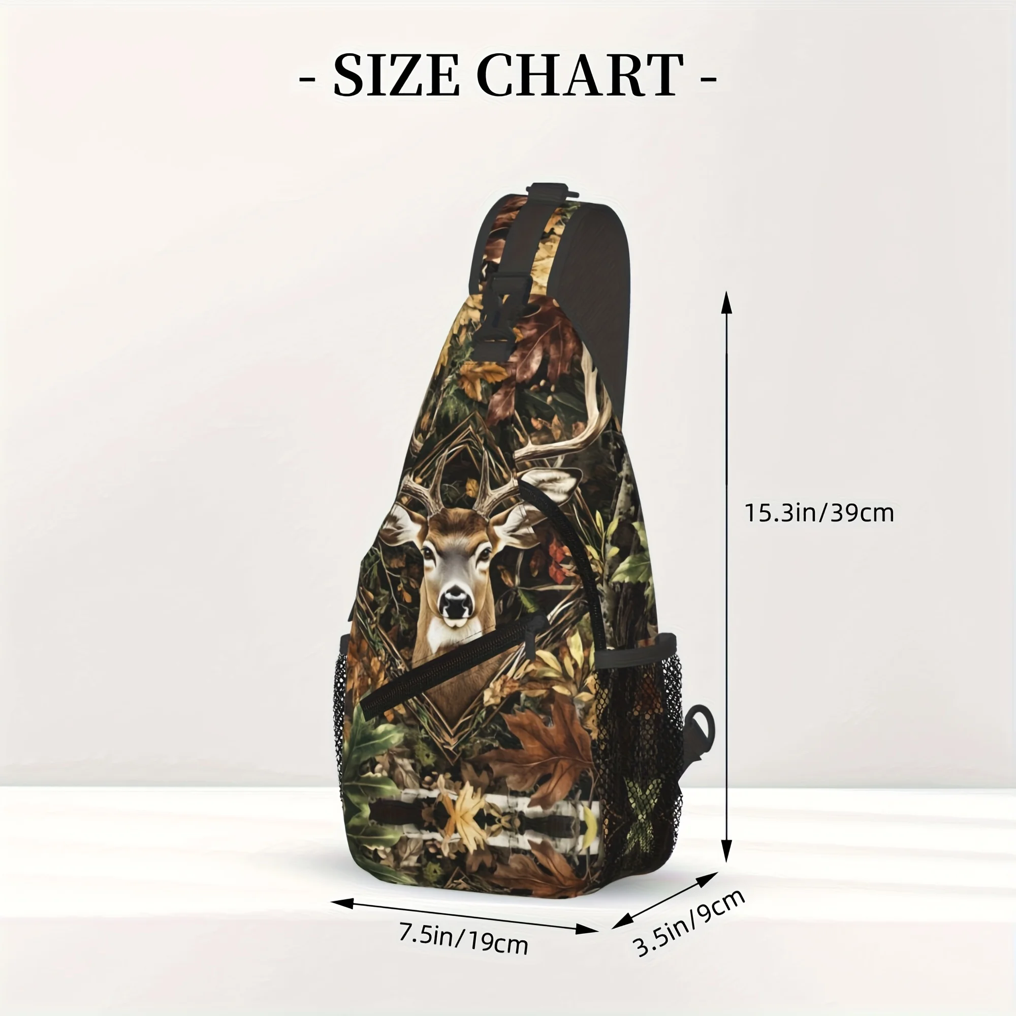 Camouflage Deer Men's Crossbody Bag Chest Bag Suitable for Leisure Vacation Outdoor Sports and Daily Travel