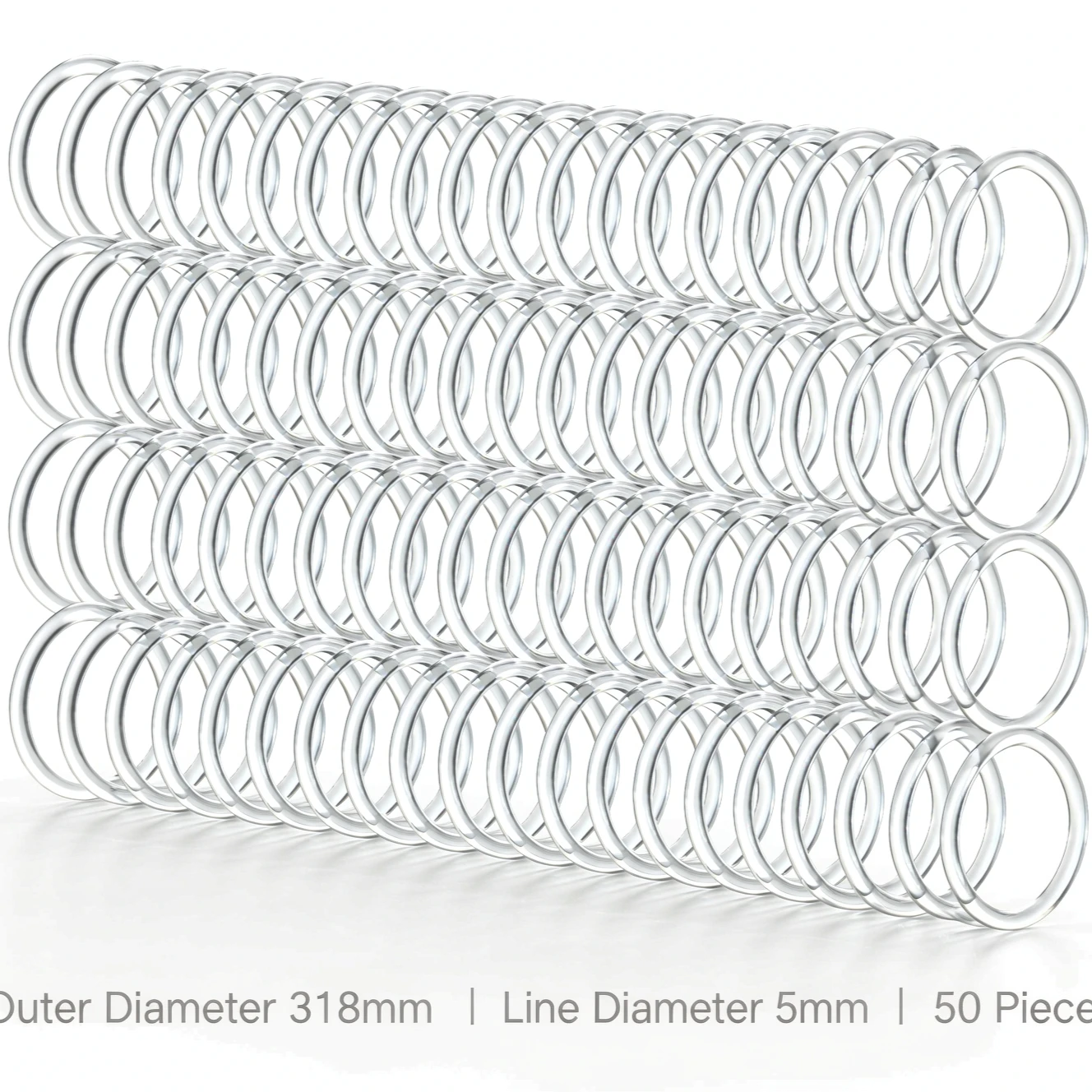 50pcs 5mmx318mm & 50pcs 5mmx245mmPolyurethane Conveyor PU Round ring belt  high transparent TPU smooth-surface transmission belt