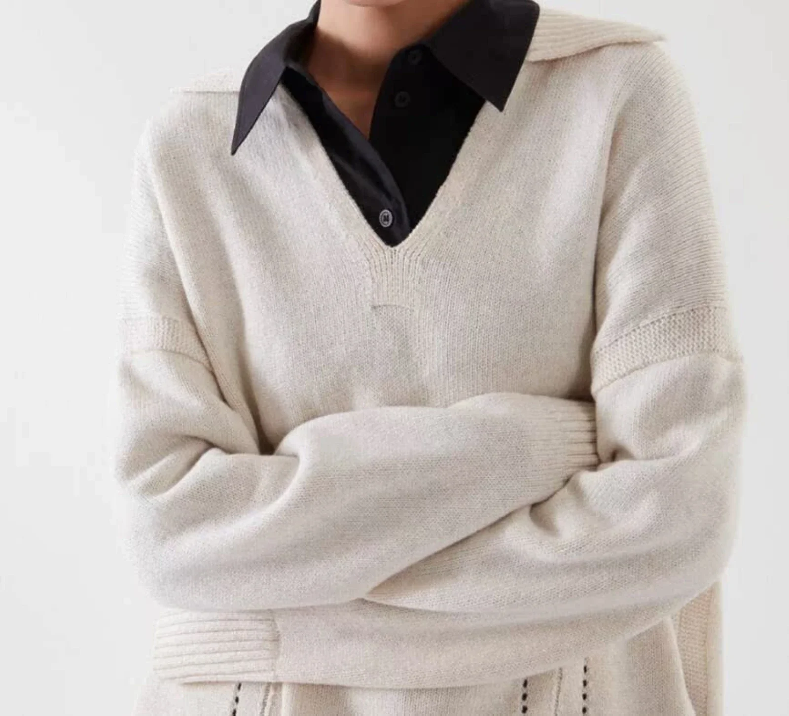 Ethereal costume 2025 cos autumn new style of Ladies' fashionable and Casual style open-collar wool blend knitted sweater