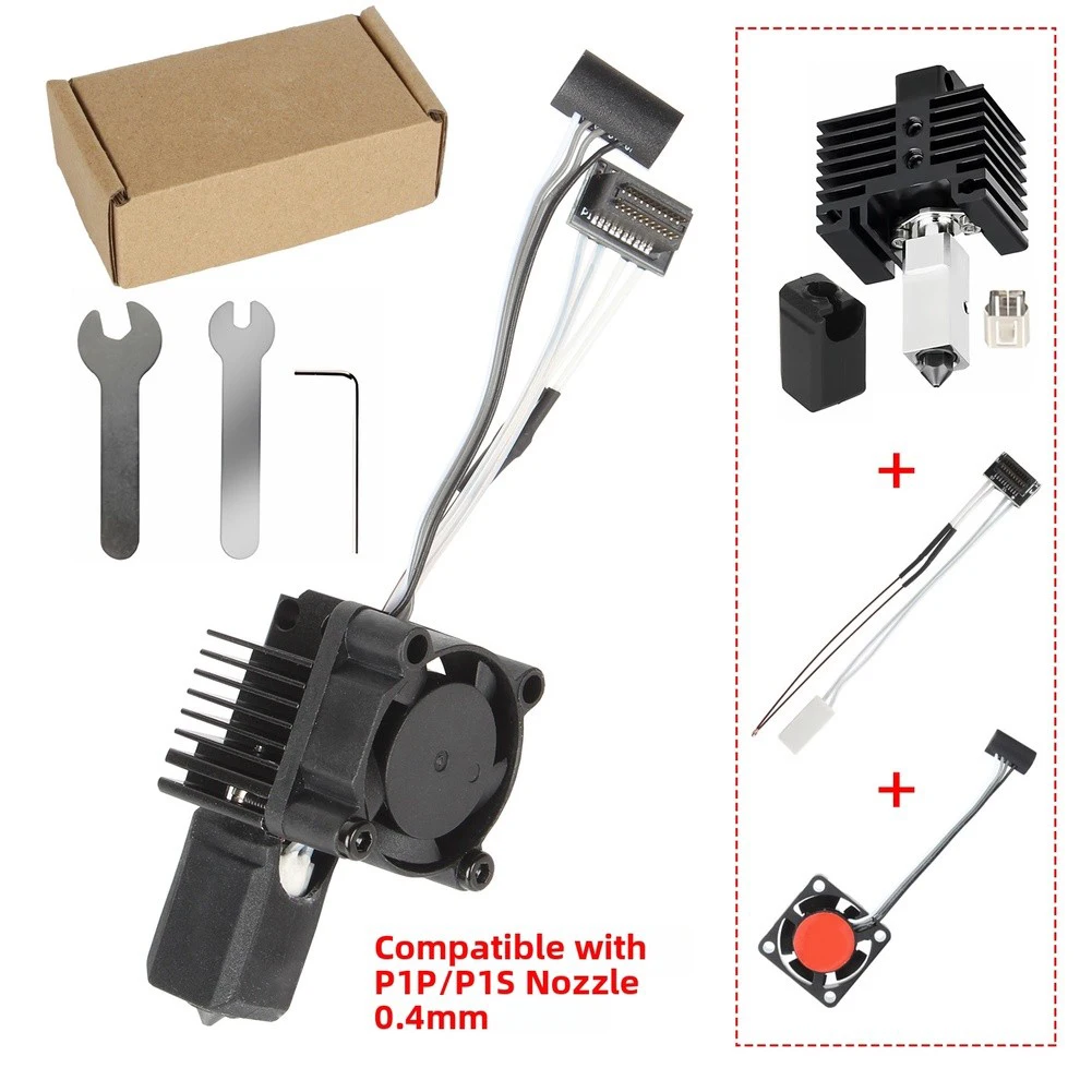 1Set Heated Nozzle Assembly Replacement Kit For Bambu P1S Hardened Steel Nozzle Set High-Performance 3D Printing Accessories