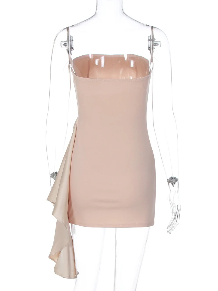 Fdyoui elegante sem alças cetim retalhos ruched vestido de noite feminino sexy sem mangas sem costas bandagem curto festa clube vestidos