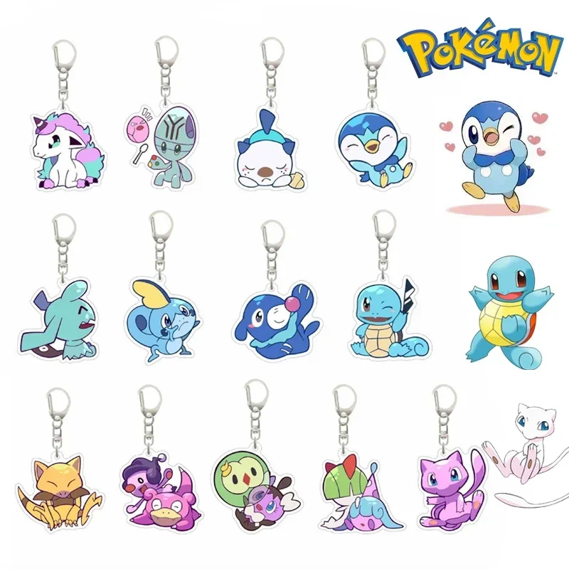 Anime Pokemon Mew Squirtle Brelok do kluczy Akrylowy Piplup Oshawott Breloki do kluczy Brelok do kluczy Biżuteria Akcesoria Prezent hurtowo