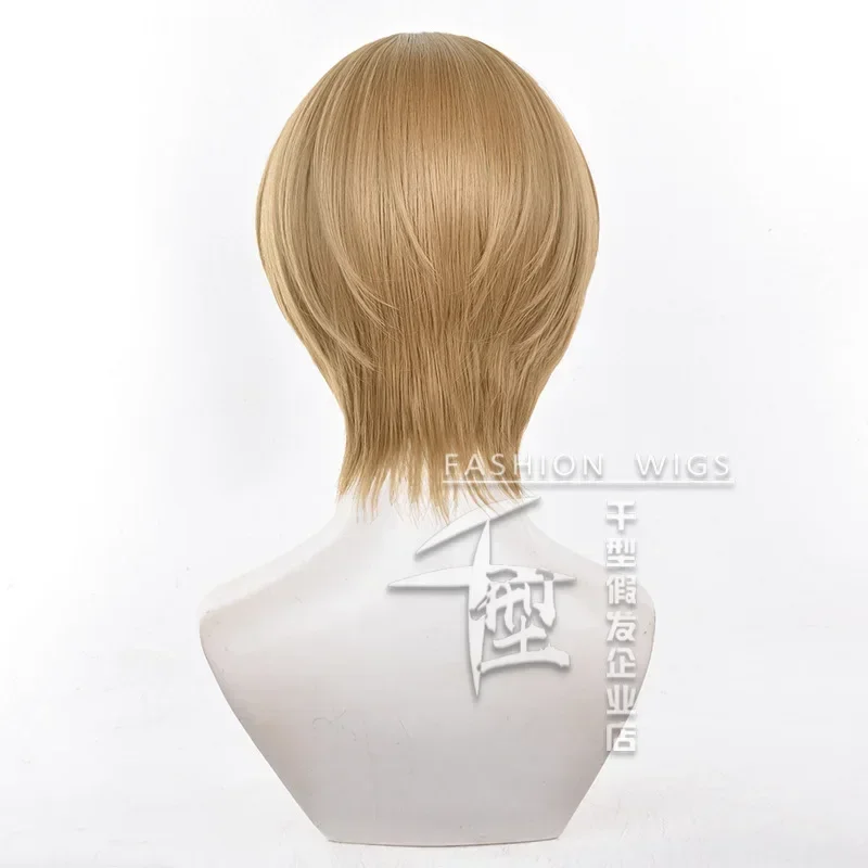 Anime Gintama Okita Sougo Cosplay Wig High Quality Wig 30cm Short Scalp Hair Light Brown Wig
