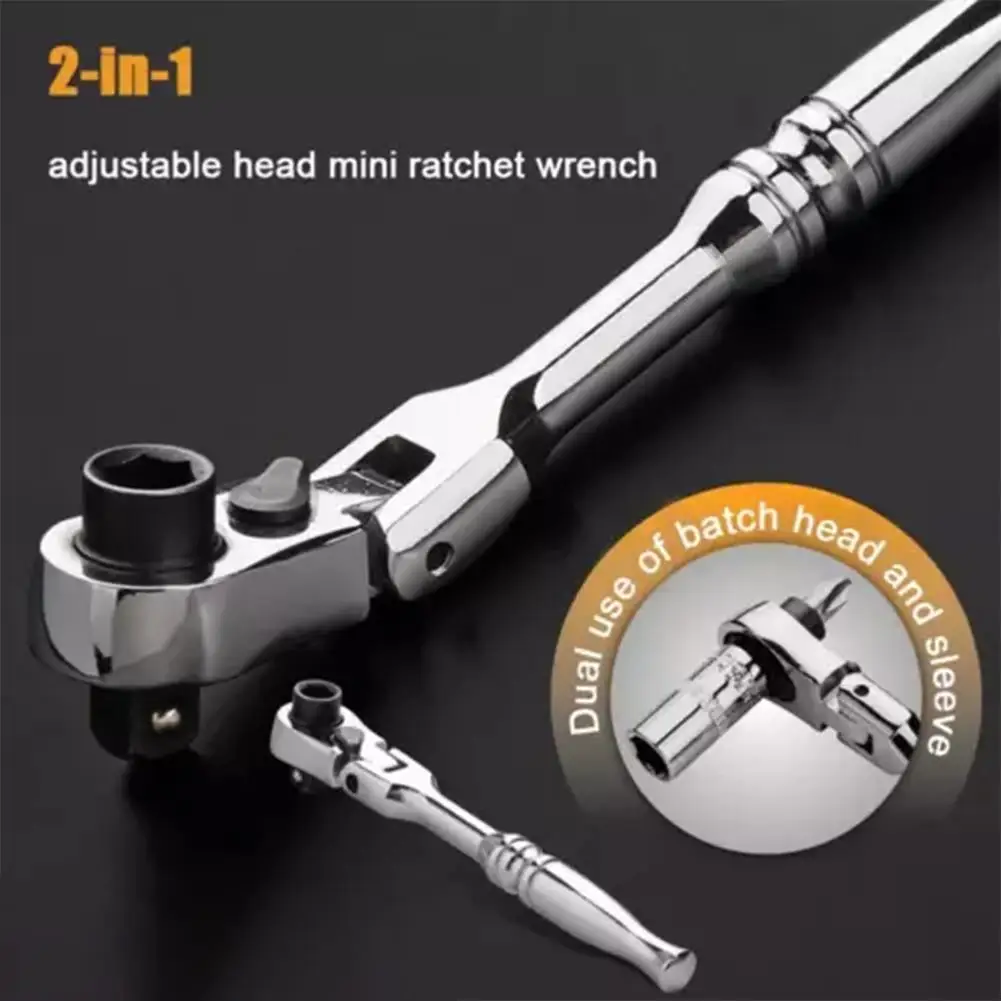 1/4 Inch Ratchet Handle Socket Wrench  72-Tooth Quick-Release Reversible Multi-funtion Socket Wrench Tool DIY Hand Tool