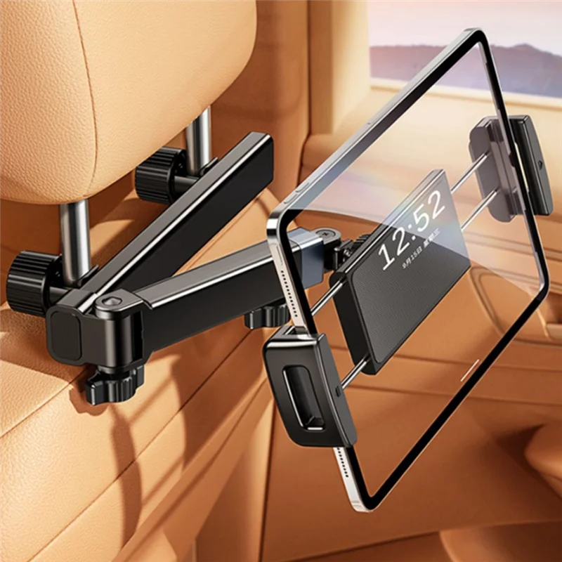 360° Drehbarer Aluminiumlegierung Auto-Kopfstützen-Tablethalter für 6-12,9 Zoll Handy/Tablet Teleskopische Tablet-Halterung fürs Auto – Detail 7