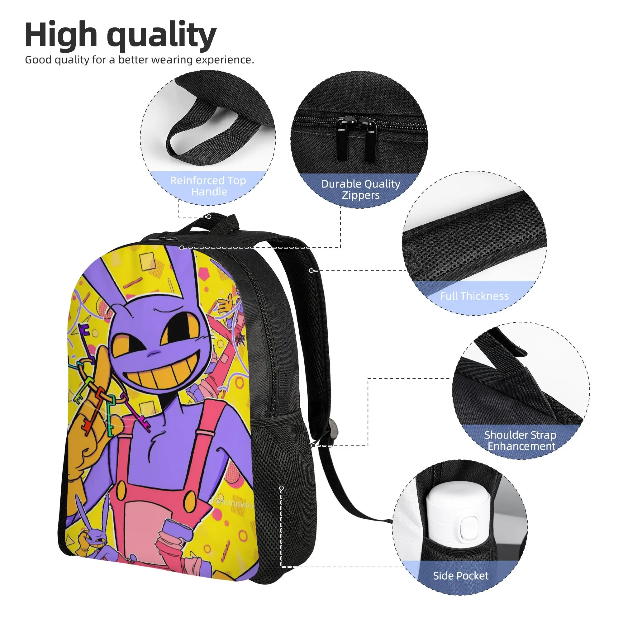 Jax Cartoon Digitals Circus Teenage Backpack Durable Student  Daypack for Men Women College Shoulder Bag