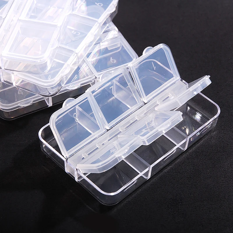 1Pc 6 Grids Plastic Storage Box Compartment Jewelry Necklace Transparent Organizer Case Holder Craft 7.5*4.9cm