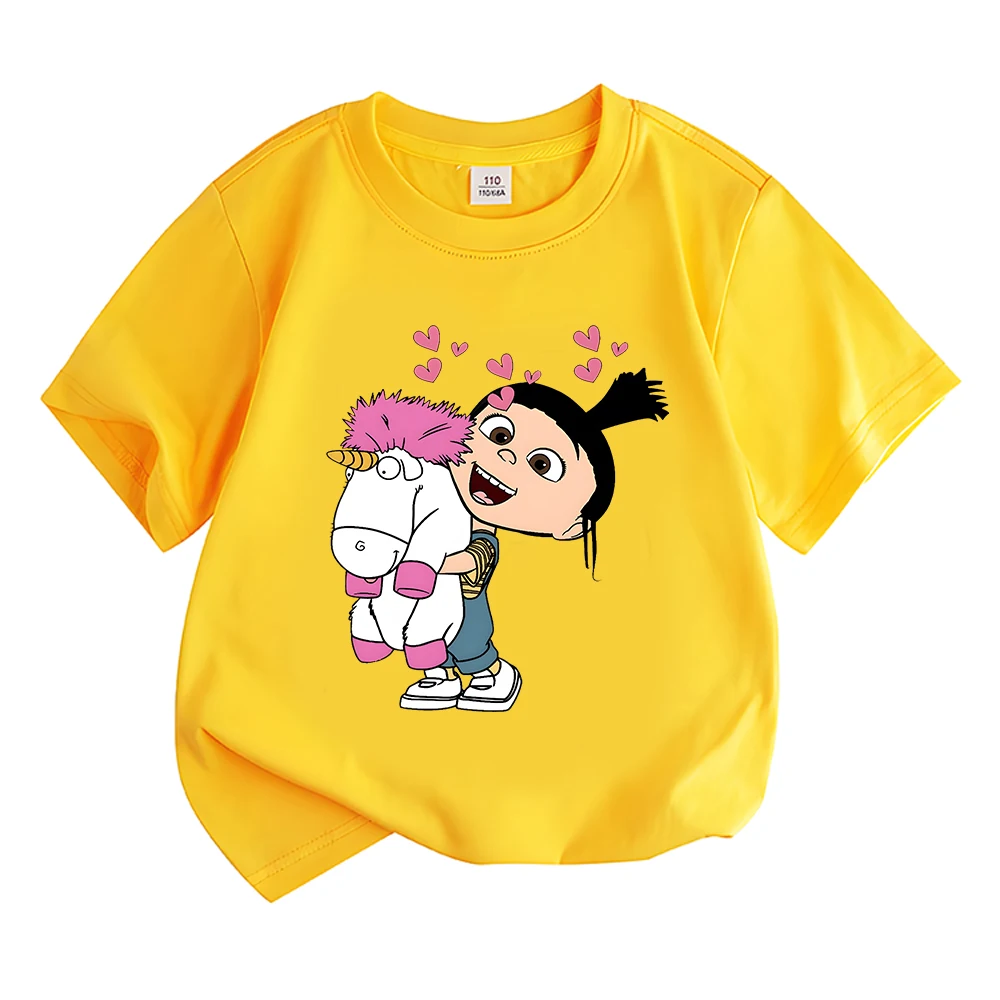 Cartoon Agnes and Unicorn Tshirt Summer T Shirt Kids Harajuku T-shirts for Girls/Boys Short Sleeve Harajuku Loose Gift Clothes image 4