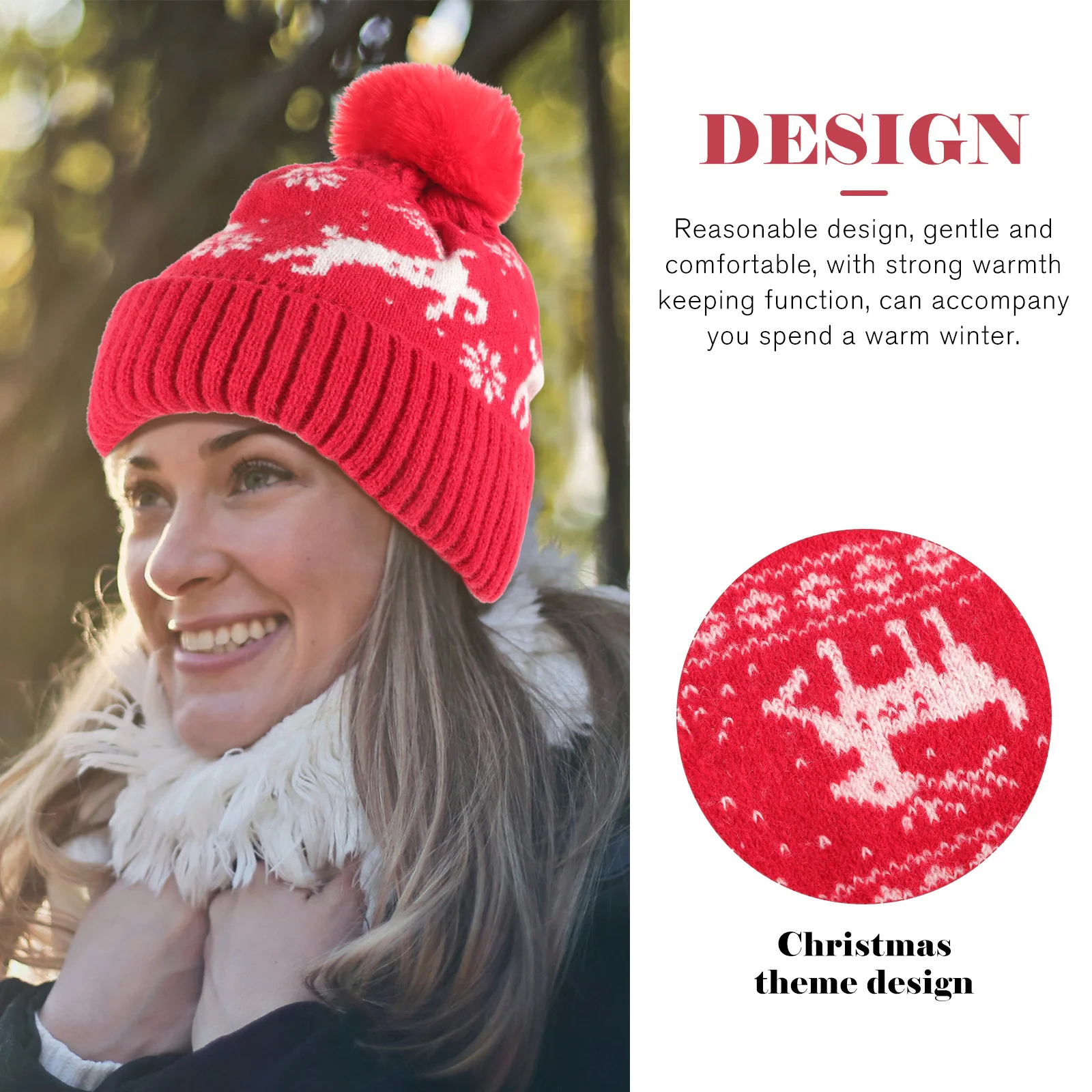 1 مجموعة عيد الميلاد قبعة الشتاء الدافئة قفازات وشاح زي الملحقات للنساء في الهواء الطلق ركوب السفر قفازات الشتاء #6