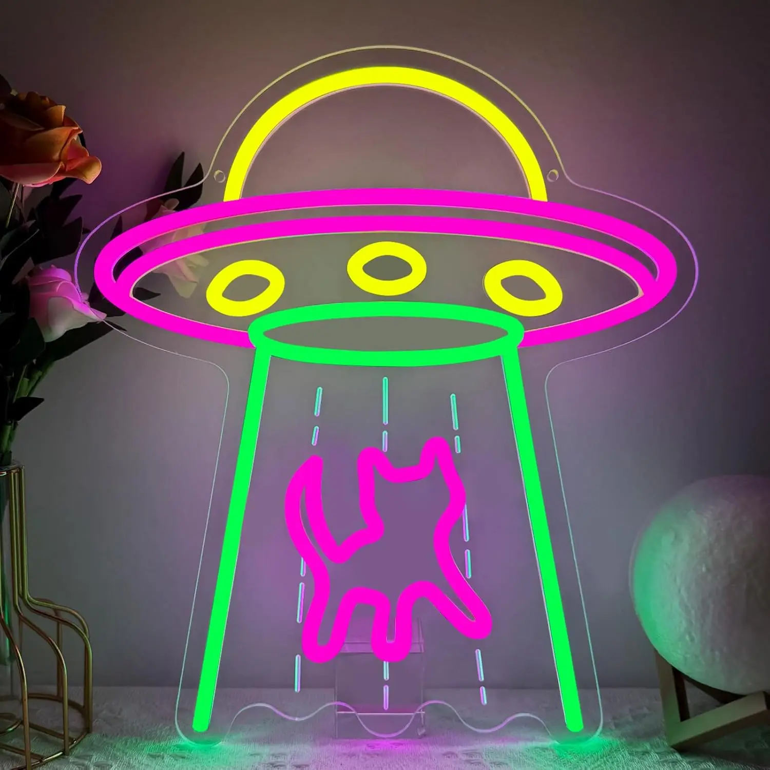 

UFO Neon Sign Art Wall Light USB LED Light for Astronomy Game Room Beauty Girl Store Bedroom Decoration neon personnalisé Gift