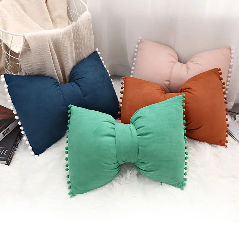 Solid Color Cute Princess Cushion Cover Candy Color Bow Pillow Case Bay Window Throw Pillowcase Living Room Sofa Home Decor