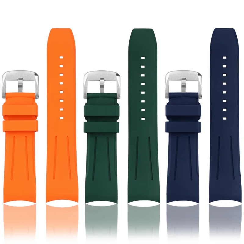 22mm Curved Waterproof fluororubber Watch Strap For Mido New Multifort TV Series M049.526 Rubber Watch Band Men\'s Soft Bracelet