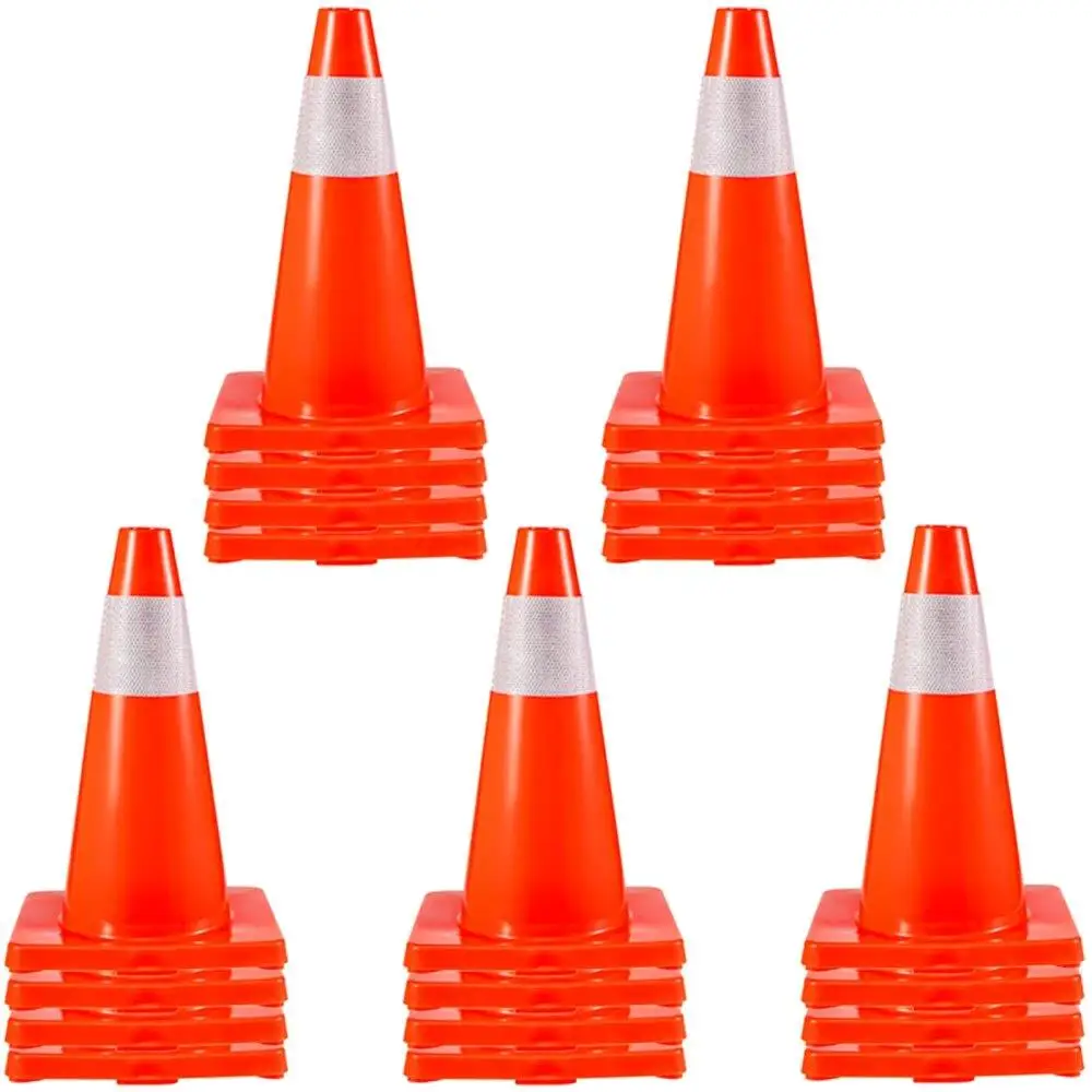 

20Pack 18" Traffic Cones, Safety Road Parking Cones PVC Base, Orange Traffic Cone with Reflective Collars, Hazard Construction