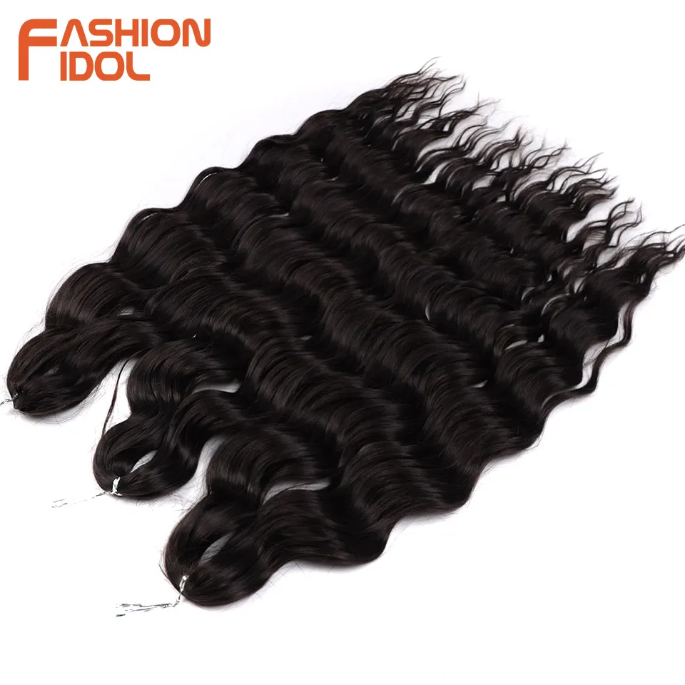 FASHION IDOL Anna Hair Synthetic Loose Deep Wave Braiding Hair Extensions 24 Inch Water Wave Braid Hair Twist Crochet Curly Hair