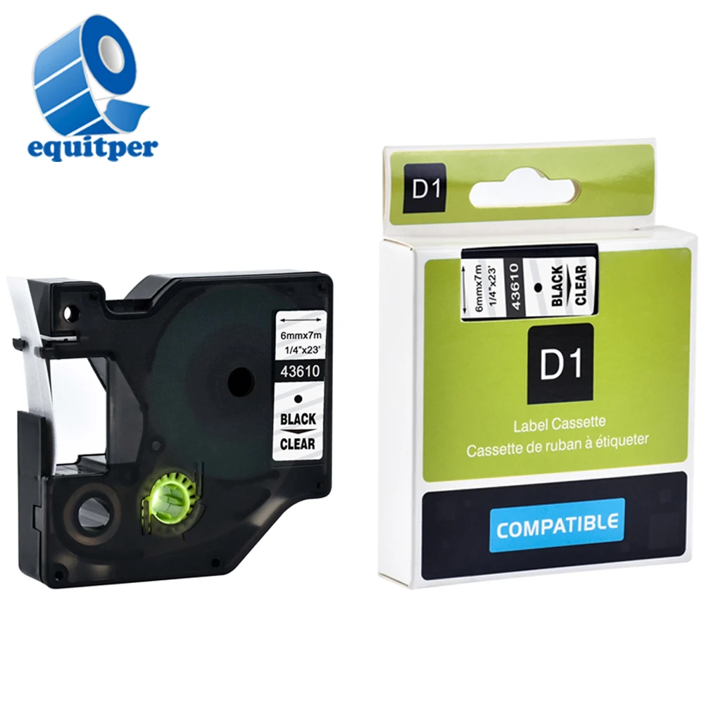 EQUITPER 43610 Compatible Dymo D1 6mm Label Tape Ribbons for Dymo 160 280 Dymo PNP Label Manager Ribbon