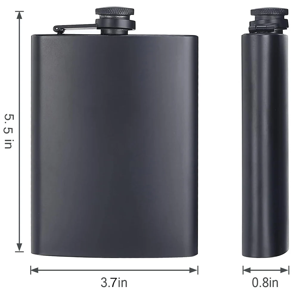 2-Pack Stainless Steel Hip Flasks – 8oz & 12oz Leakproof Matte Black Flasks with Funnel for Men & Women