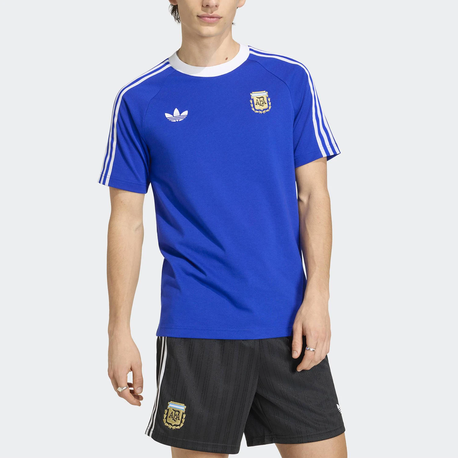 Adidas genuine clover men's retro football slim fit short sleeved T-shirt JZ6307