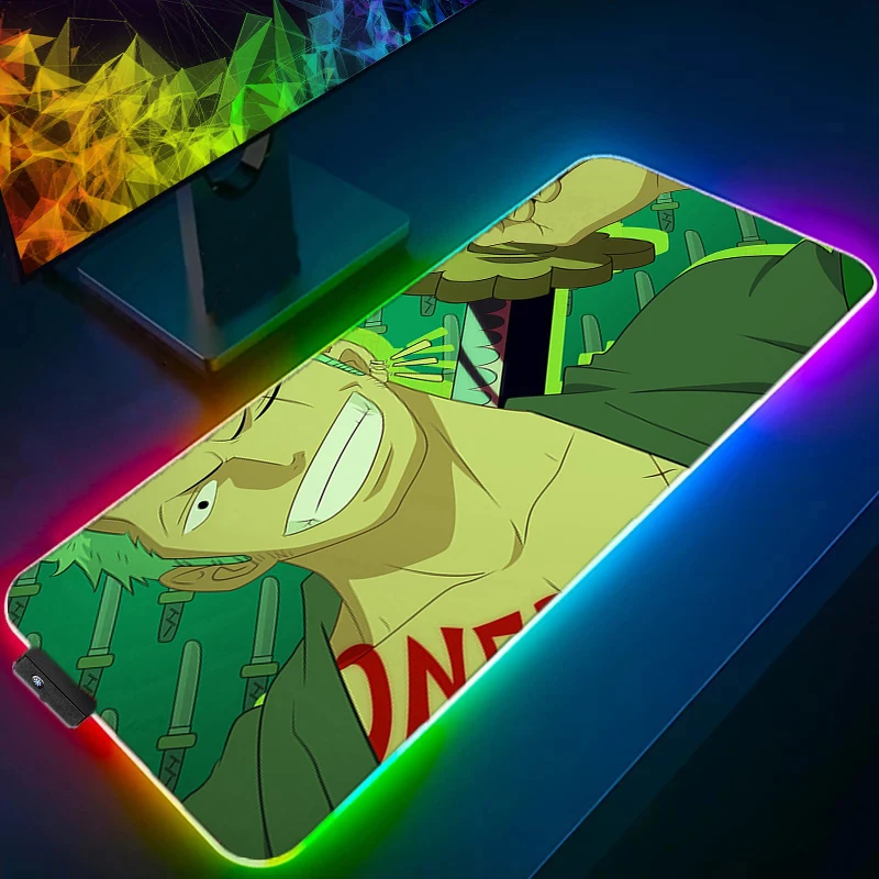 

RGB LED Mouse Pad Office Desk Mat Computer Game Mousepad Rubber One Piece Zoro Keyboard Pad PC Accessories Mouse Mat Tablet Pad