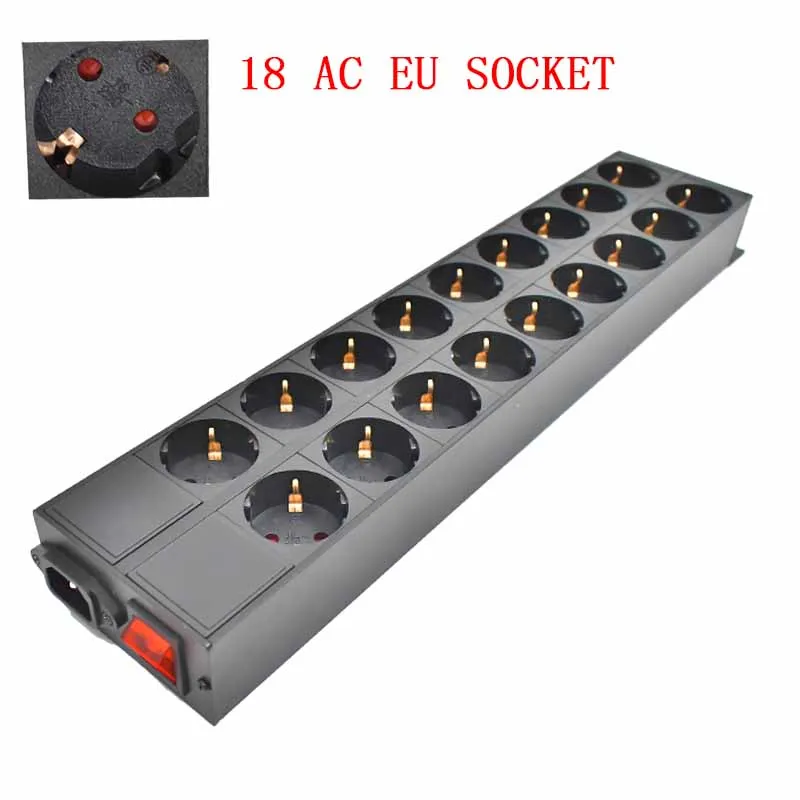 PDU power board distribution unit cabinet 4-24 AC German socket double break switch aluminum alloy shell C14 port