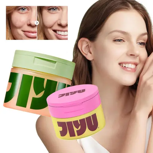 Discos de Algodón y Crema Facial Jiyu Centella Asiatica, Nutritiva, Hidratante, Aclara Manchas, Repara la Barrera Cutánea, Cuidado de la Piel Coreano