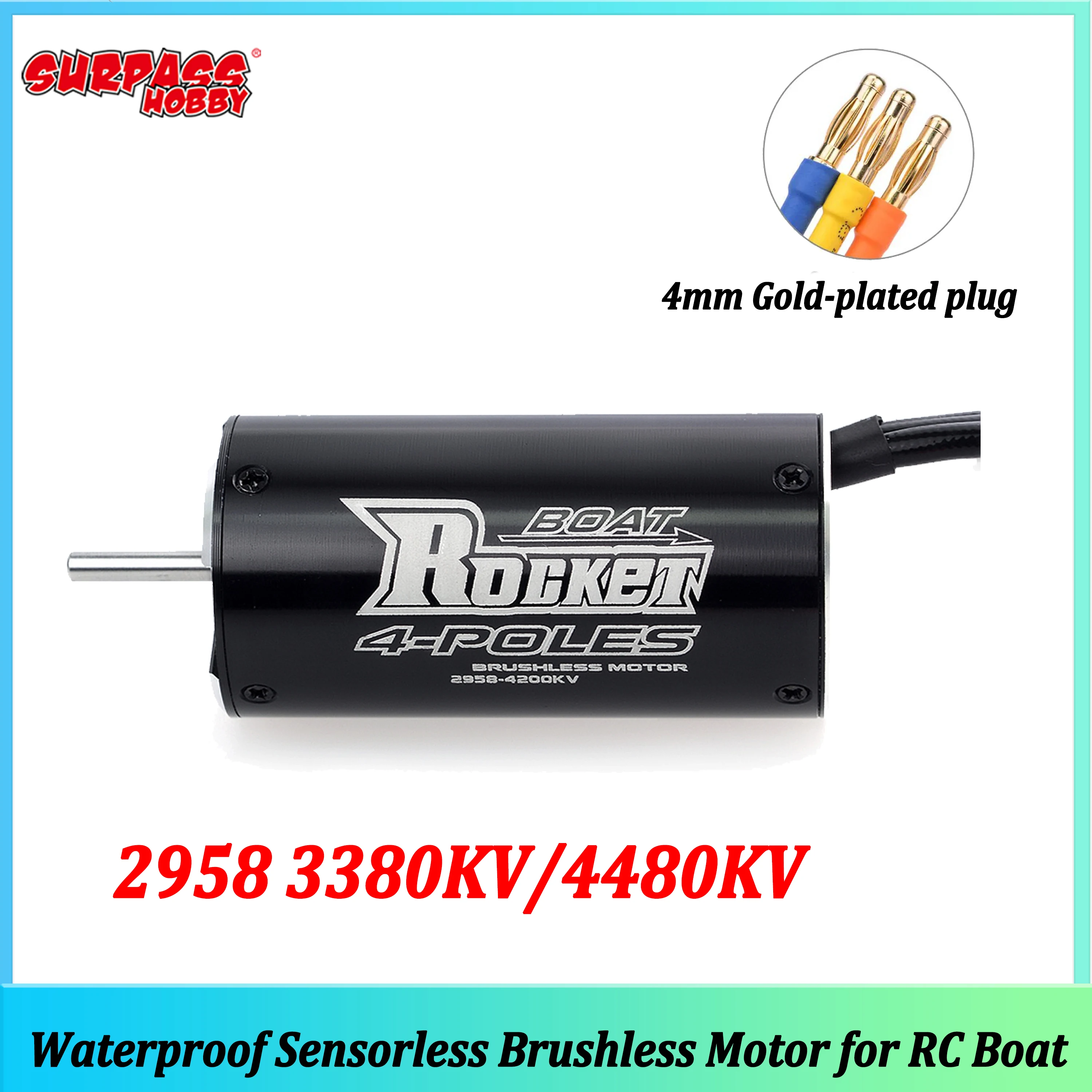 

Бесколлекторный двигатель Surpass Hobby Rocket RC 2958 3380KV/4480KV, водонепроницаемый, без датчиков, для радиоуправляемых лодок и кораблей 600-800 мм, Traxxas Feilun FT011 FT012
