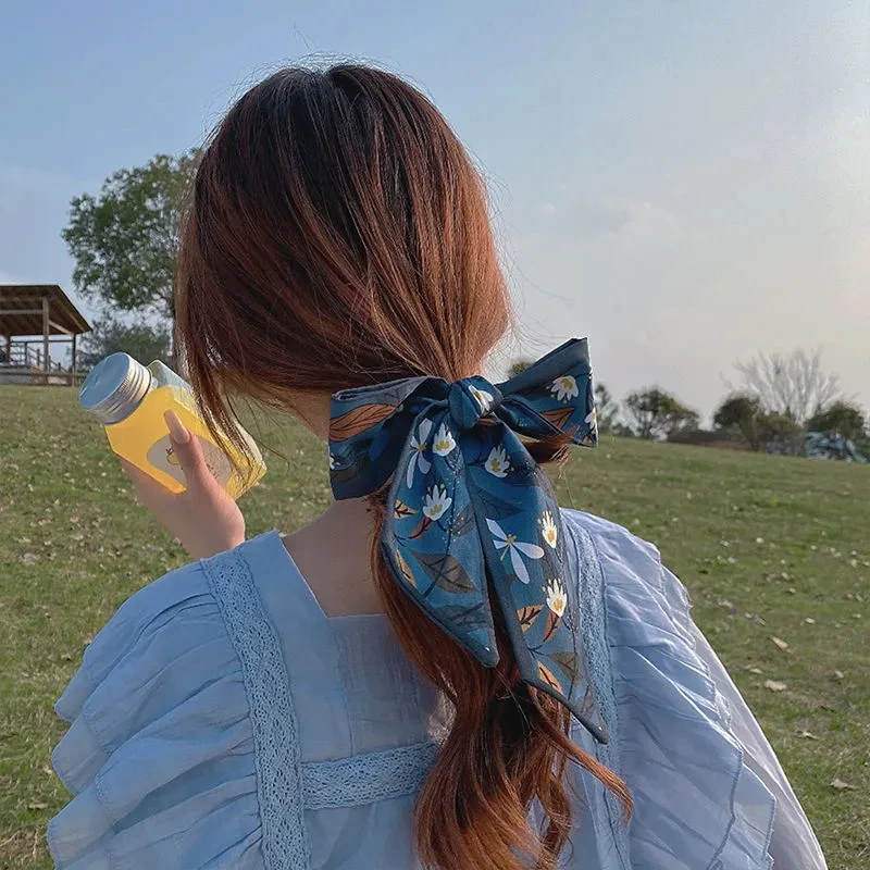 Longue écharpe imprimée populaire pour femmes, ruban étroit, bande de sauna, mouchoir de la présidence féminine, poignée de sac, bandana, accessoires pour cheveux