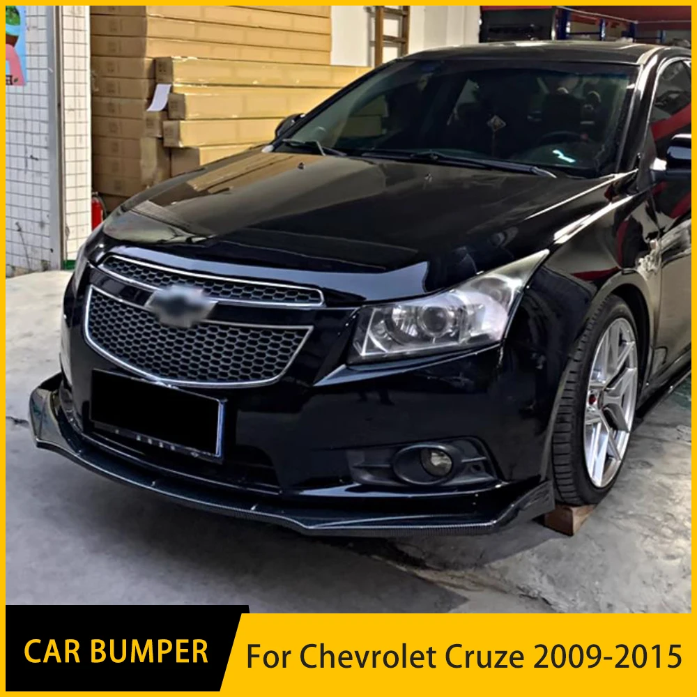 

For 2009-15 Chevrolet Cruze Accessories 3Pcs Carbon Black Car Front Bumper Split Lip Body Kit Spoiler Racing Separator Diffuser