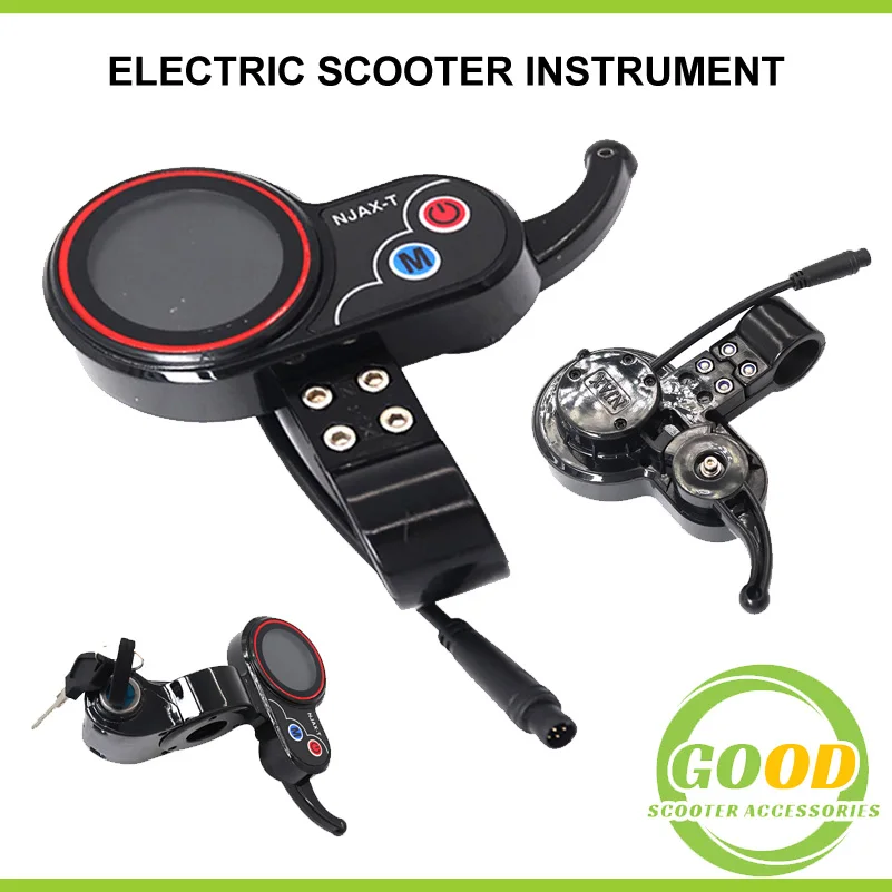 NJAX-T Dashboard Throttle 48V 6 Pin Tampilan LED untuk Nol 8 9 10 8X 10X 11X Instrumen Tampilan Skuter Listrik dengan Kunci