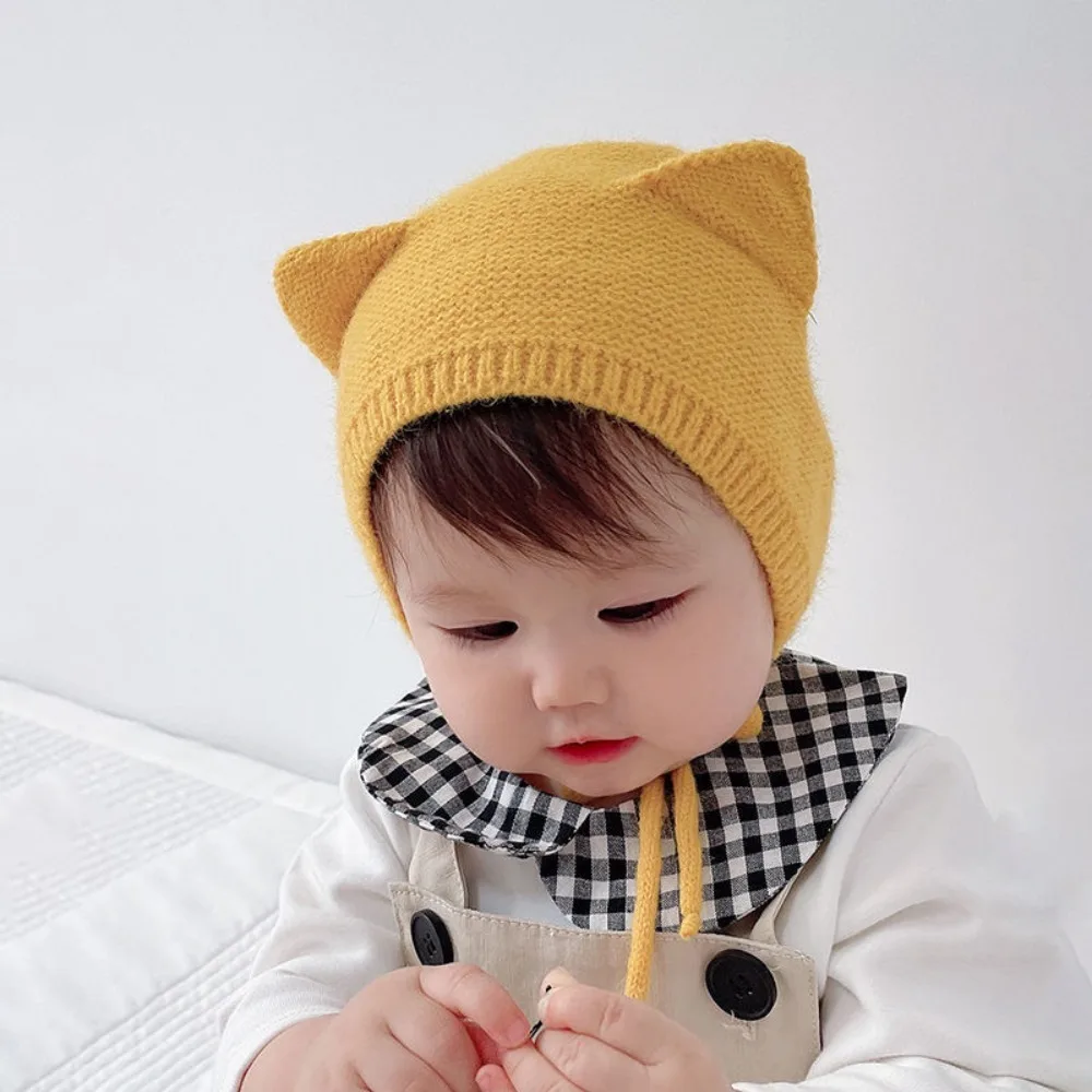 

New Thickened Bonnet Caps Winter Warm Plush Pullover Hat Knitted Newborn Ear Protection Cap Autumn Winter